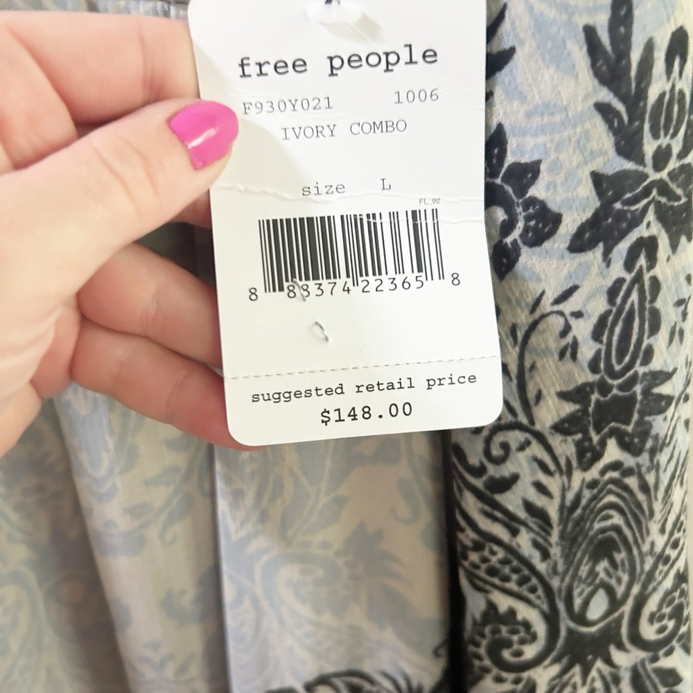 Free people chiffon printed mini dress large - Picture 3 of 7